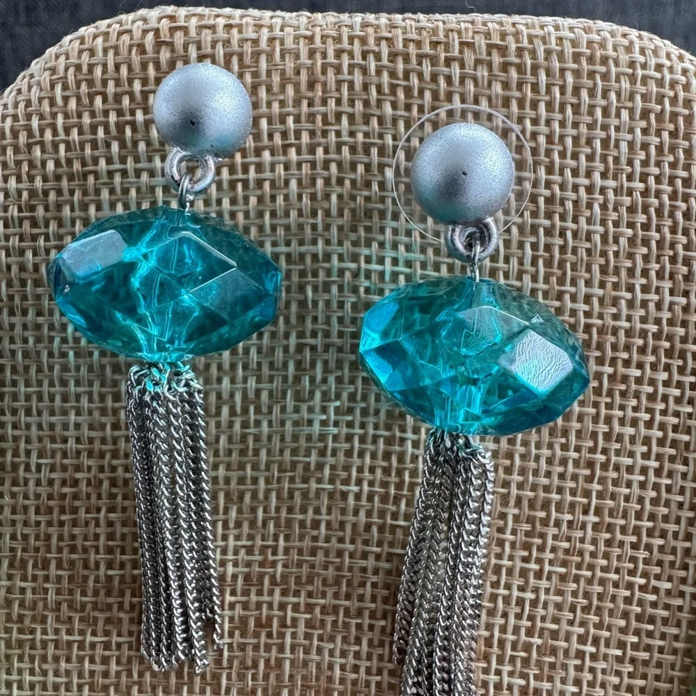 Draper’s and Damon’s Vintage silver and Aqua Blue Gemstone Earrings